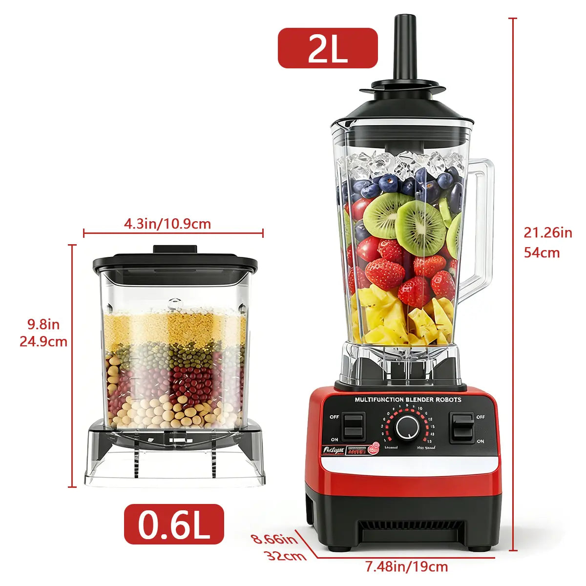 2-In-1 Countertop Jug Blender, 200W, 68 Oz Multi-Purpose Kitchen Appliance for Crushing Ice, Making Shakes and Frozen Drinks Juice Blender Cup