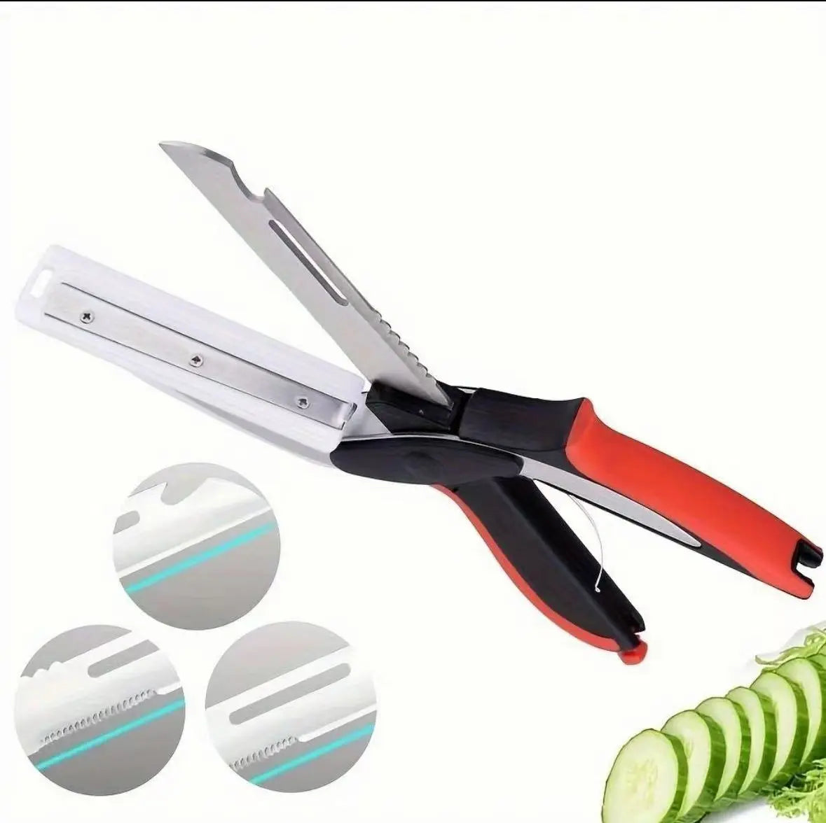 Vegetable Scissors and Food Cutter - Kitchen Shears with Cutting Board, Quick Slicer, Chopper for Meat and Vegetables