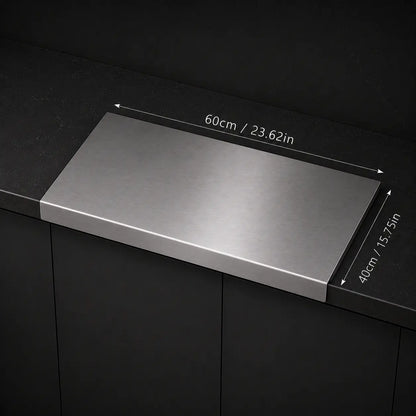 Stainless Steel Chopping Board - Non-Slip Kitchen Cutting Board for Use with Knives, Essential Household Kitchen Accessory Gadget