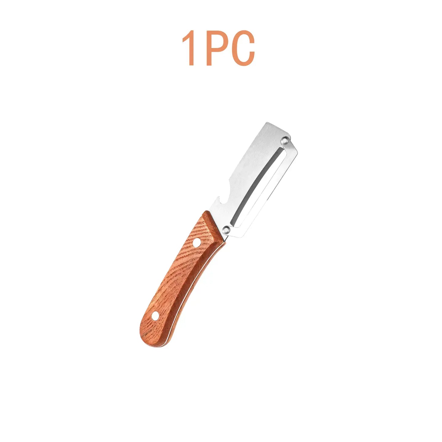Premium-Grade Fruit & Vegetable Peeler| Sharp Stainless Steel Blade, Ergonomic Wooden Handle + Built-In Bottle Opener – Ideal for Daily Kitchen Use