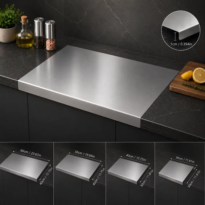 Stainless Steel Chopping Board - Non-Slip Kitchen Cutting Board for Use with Knives, Essential Household Kitchen Accessory Gadget