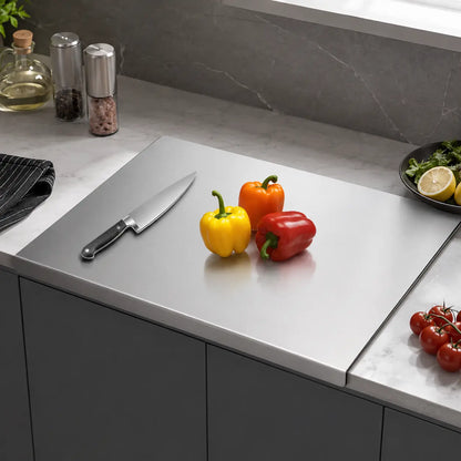 Stainless Steel Chopping Board - Non-Slip Kitchen Cutting Board for Use with Knives, Essential Household Kitchen Accessory Gadget