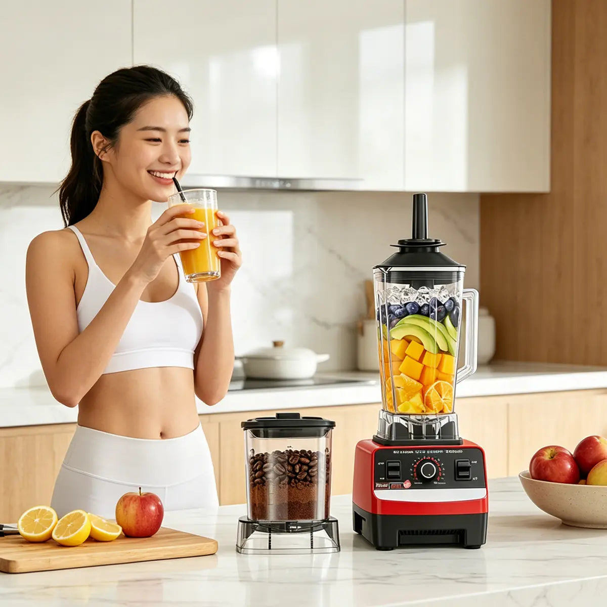 2-In-1 Countertop Jug Blender, 200W, 68 Oz Multi-Purpose Kitchen Appliance for Crushing Ice, Making Shakes and Frozen Drinks Juice Blender Cup