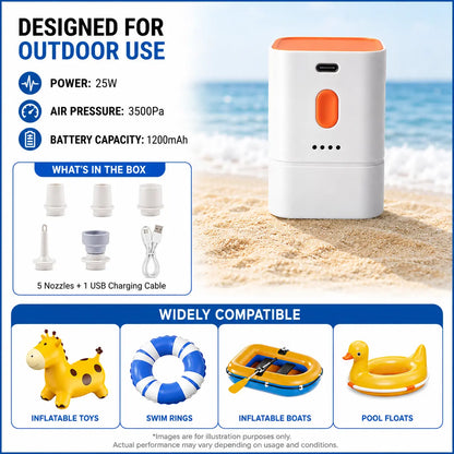 Margrb Portable Mini Air Pump for Air Mattresses and Pool Floats - Quick Inflate and Deflate for Camping