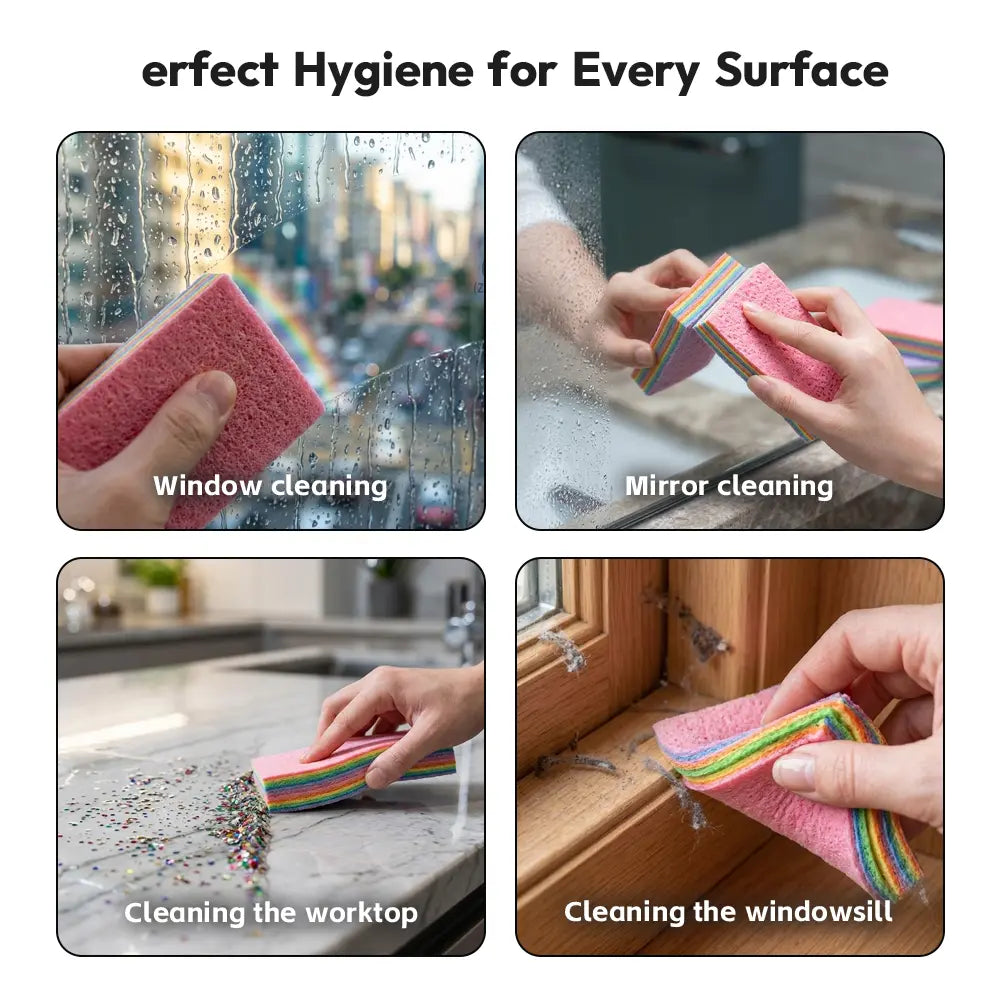 SOPAMI 12-Layer Peelable Rainbow Cleaning Cloths - PVA & Microfiber, Non-Abrasive, Super Absorbent, Reusable, Streak-Free Sponge Wipes, Hygienic Peeling Design for Kitchen, Bathroom, Living Room, Glass & All Household Surfaces