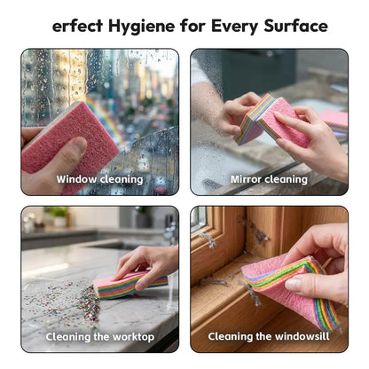 SOPAMI 12-Layer Peelable Rainbow Cleaning Cloths - PVA & Microfiber, Non-Abrasive, Super Absorbent, Reusable, Streak-Free Sponge Wipes, Hygienic Peeling Design for Kitchen, Bathroom, Living Room, Glass & All Household Surfaces