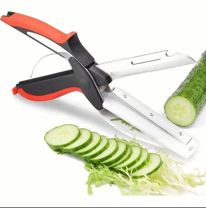 Vegetable Scissors and Food Cutter - Kitchen Shears with Cutting Board, Quick Slicer, Chopper for Meat and Vegetables