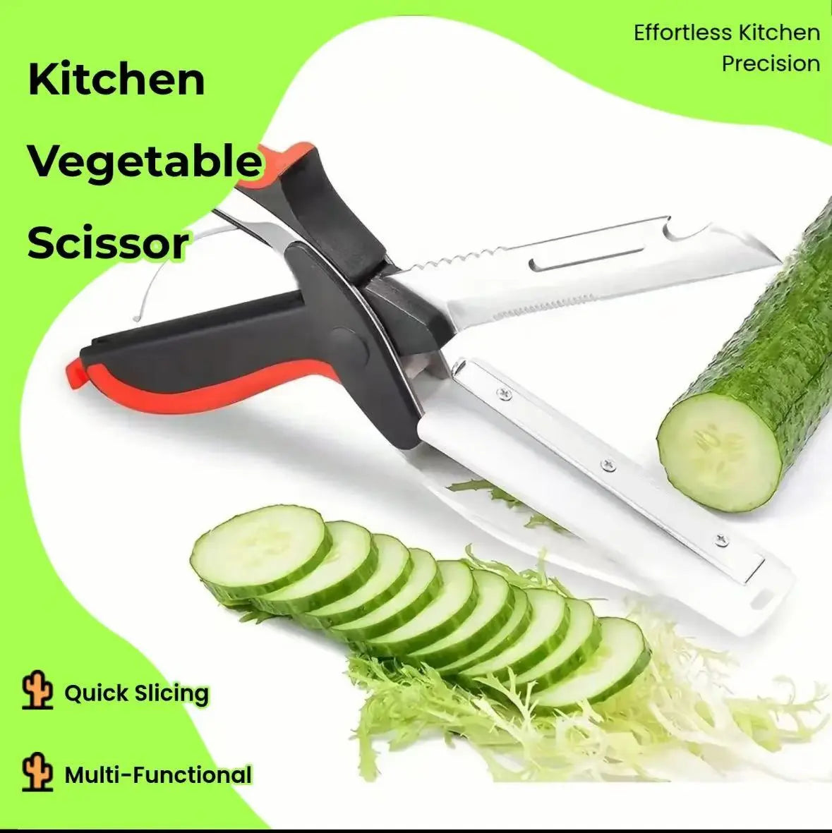 Vegetable Scissors and Food Cutter - Kitchen Shears with Cutting Board, Quick Slicer, Chopper for Meat and Vegetables