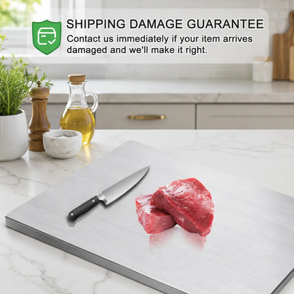 Stainless Steel Chopping Board - Non-Slip Kitchen Cutting Board for Use with Knives, Essential Household Kitchen Accessory Gadget