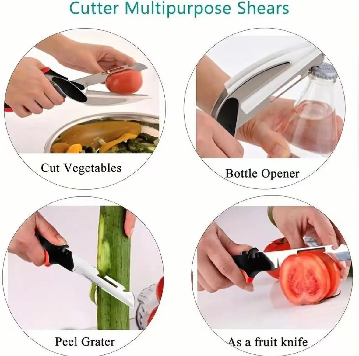 Vegetable Scissors and Food Cutter - Kitchen Shears with Cutting Board, Quick Slicer, Chopper for Meat and Vegetables
