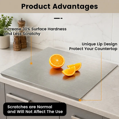Stainless Steel Chopping Board - Non-Slip Kitchen Cutting Board for Use with Knives, Essential Household Kitchen Accessory Gadget