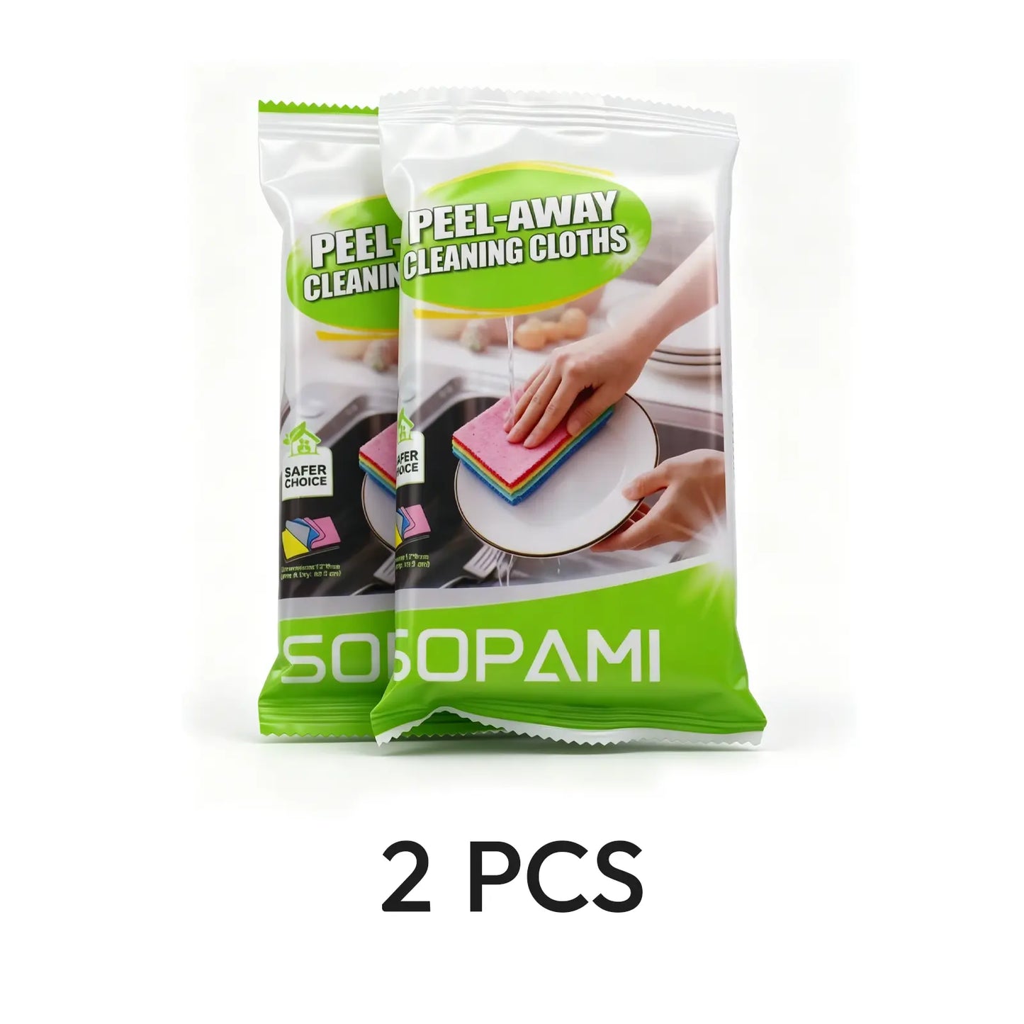 SOPAMI 12-Layer Peelable Rainbow Cleaning Cloths - PVA & Microfiber, Non-Abrasive, Super Absorbent, Reusable, Streak-Free Sponge Wipes, Hygienic Peeling Design for Kitchen, Bathroom, Living Room, Glass & All Household Surfaces